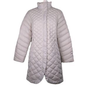 Eddie Bauer Women's Down Parka Puffer Coat Light Gray Alpindown Missing Hood L P
